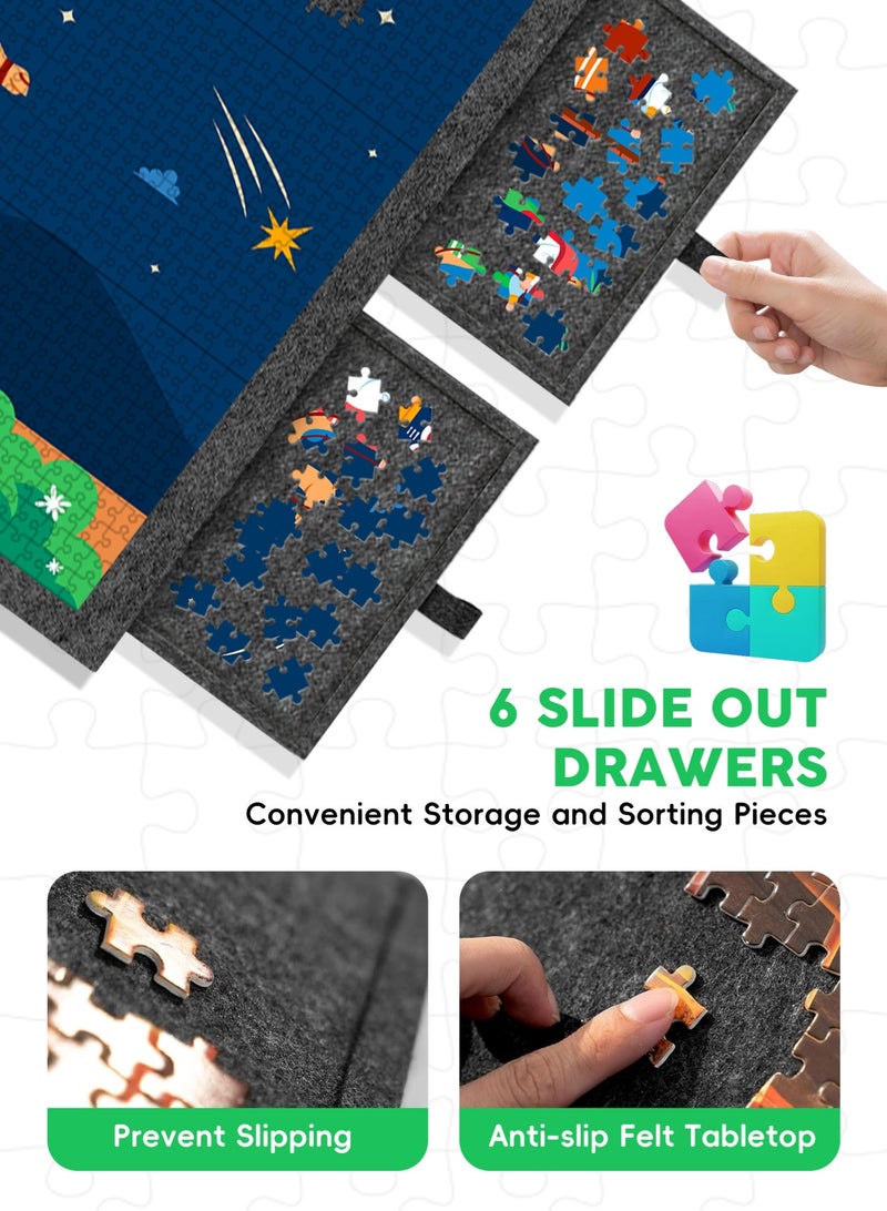 URbazaar 1000 Pieces Puzzle Board with Drawers and Cover,30.3"x21.1"Portable Jigsaw Puzzle Table for Adults Puzzle Tables with Drawers - Image 3